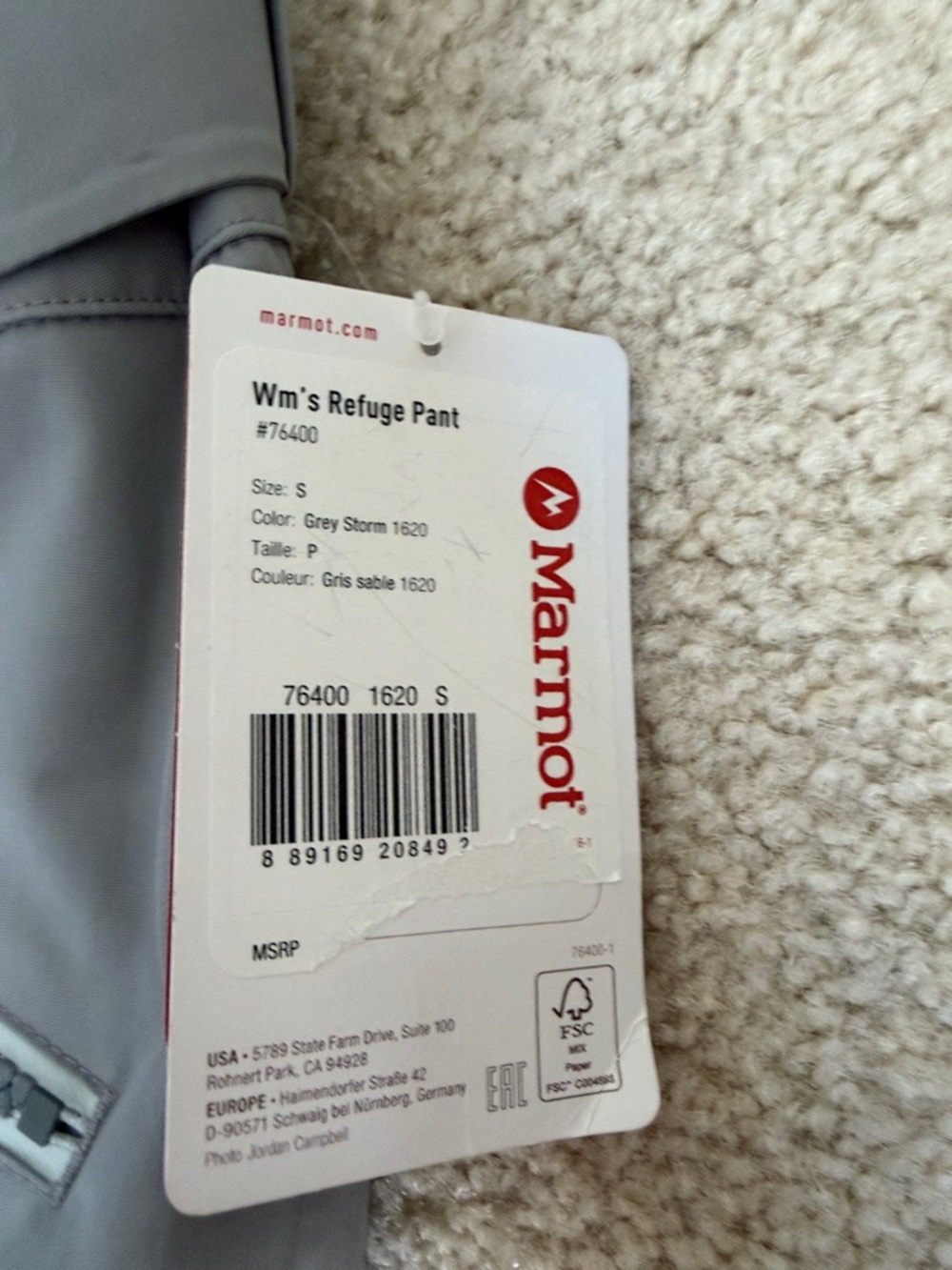 Marmot women’s Light Gray Waterproof Ski Pants with Black Cuffs - Picture 8 of 8